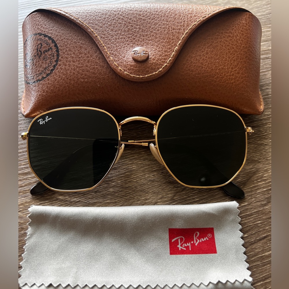 Ray Ban Hexagonal Flat Lense - LIKE NEW! Gold/Green Classic, XL - 54-21
